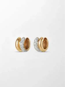 Pendientes Huggie con Doble Hilera de Diamantes Redondos Cultivados en Laboratorio, 1.56 Ct, Color GH, Claridad VS, 92 Piedras, Oro de 18K, Doble Hilera, Brillantes - Product Image 1