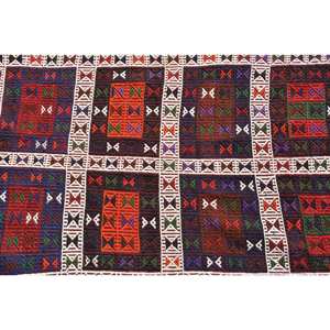 Vintage Turkish Rug Ethnic Red Brown 2.7x8ft Large Area Kilim Wool 10mm Thickness Patchwork Pattern Latex for Hallway Room Decor - Product Image 5
