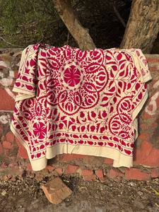 Premium Hand Embroidered Suzani <b>Quilt</b> – Decorative Floral Cotton Bedspread, Ethnic Boho Bedding, Vintage Style <b>Throw</b> - Product Image 1