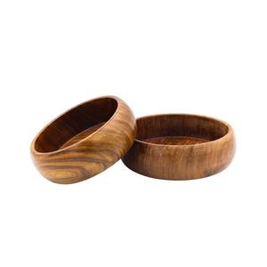Cuenco para servir con ondas de madera de acacia grande más vendido, cuenco japonés de cerámica de alta calidad para frutas y ensaladas, técnica pulida - Product Image 3