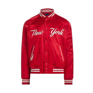 Chaqueta universitaria de satén de alta calidad más vendida, venta al por mayor, OEM, bombardero de béisbol personalizado, Letterman, cuello levantado para invierno - Product Image 1