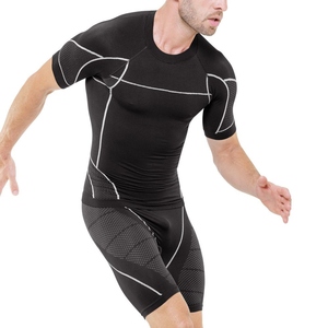 Four-Way Stretch Breathable Casual Knitted Compression Sports Activewear Mens Summer Short Sets Wholesale Free Sample High - Product Image 2