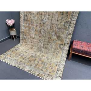พรมวินเทจสไตล์ตุรกี ขนาด 5.4x8.9 ฟุต พรมขนาดใหญ่ สีน้ำตาล พรมโมร็อกโก - Product Image 3
