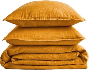 100% Organic Cotton Duvet Cover <b>Set</b> Queen Size Stone Washed French Flax Quilt Bedding 3 Piece <b>Comforter</b> All Solid Hotel Home - Product Image 1