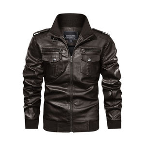 Veste de moto d'hiver à col montant nouvelle mode veste en cuir PU veste pour hommes - Product Image 3