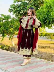 Vente en gros OEM Robe afghane tribale pour femmes Robe de mariée afghane Kuchi vêtements rose et multicolore Robe de mariée Kuchi - Product Image 2