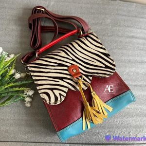 กระเป๋าถือหนังขนสัตว์พิมพ์ลายสัตว์ทำมือสำหรับผู้หญิงกระเป๋าสะพายไหล่สีสันสดใส - Product Image 2
