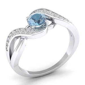 Anillo de Oro Sólido de 14K con Moissanita Certificada GRA, Corte Redondo, 0.84 Quilates, Gema de Aguamarina, Joyería, Precio de Fábrica REYES - Product Image 2