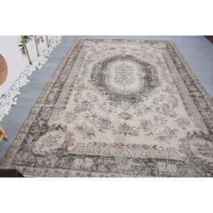 พรมตุรกีวินเทจ ขนาด 6.6x9.8 ฟุต (200x299 ซม.) สีเบจน้ำตาลลายจุด - Product Image 1