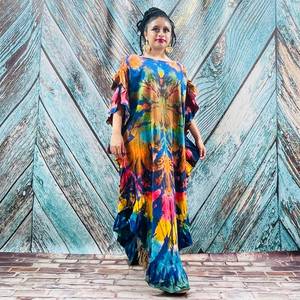slim fit dress slacks Handmade Athena Goddess Kaftan Dress in Teal – Tie Dye Maxi Dress with  Pockets, Resort Wear, Festival Look main image 0