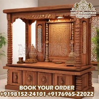 Mandir de prière en teck blanc brillant Corians, design feuille de paon, style traditionnel, nouvelle arrivée, décoration intérieure