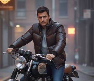 เสื้อแจ็คเก็ตพัฟเฟอร์หนาแบบมีฮู้ด สีน้ำตาล ปิดด้วยซิป กันน้ำ/ลมได้  สไตล์สตรีทแวร์  โลโก้ด้านหน้าแบบสั่งทำได้ - Product Image 1