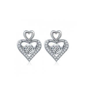 Boucles d'oreilles American Elegant Silver Heart Diamond Studs for Dancing and Fashionista Quality - Product Image 1