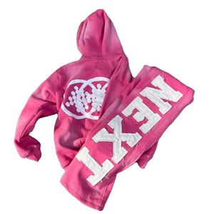 Custom <b>Top</b> Selling <b>Zip</b> <b>up</b> Sweat Suits Distress Patch Acid Wash Hoodie and Sweatpants Set Flared Tracksuit for Men and <b>Women</b> 2025 - Product Image 5