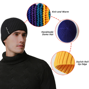 หมวกบีนนี่ผ้าฝ้ายถักจากนักออกแบบหมวกฤดูหนาวลายหมากรุกหมวกบ็อบเบิ้ลสำหรับทั้งชายและหญิง - Product Image 3