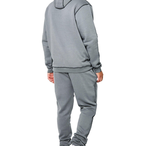 Personnalisé 220g 100% Coton Polaire Surdimensionné Solide Respirant À Capuche Jogger Ensemble Hiver Haute Qualité Survêtements Hommes 2 Pièces - Product Image 3