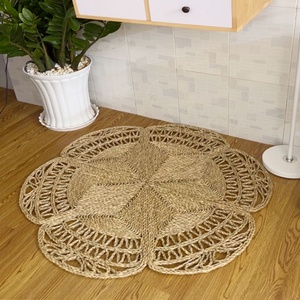 Tapis de sol en forme de fleur tapis et moquettes naturels tapis en sisal de jonc de mer tissé à la main pour la décoration du salon de la cuisine - Product Image 3