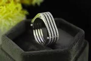 Anillo de pulgar grueso de múltiples capas Unisex de plata 925, chapado en rodio, Diamante de moissanita Original delicado, regalo elegante para él y ella - Product Image 3