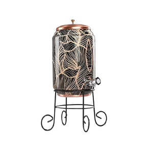 Enfriador de agua de calidad exclusiva, tamaño personalizado, Enfriador de agua de forma redonda en dispensador de agua de cobre con soporte de hierro negro - Product Image 1