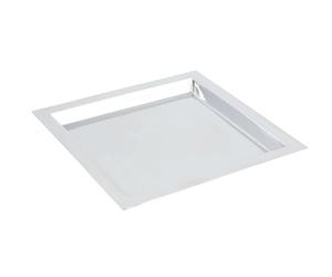 Bandeja de servicio de metal con acabado plateado de tendencia de alto estándar con diseño decorativo Vajilla Uso de vajilla Bandeja de forma redonda - Product Image 3