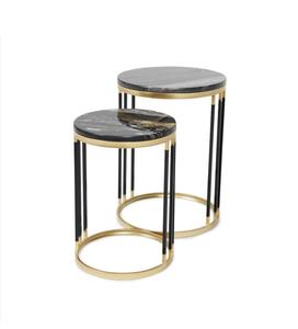 Mesa de Centro Moderna de Alta Calidad con Tapa de Mármol Decorativa y Base de Metal con Acabado Negro, Diseño Elegante para Sala de Estar - Product Image 2