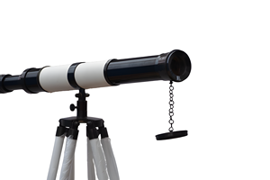 Laiton et cuir blanc Harbour Master télescope à fort grossissement trépied Antique Royal fait à la main télescope debout au sol - Product Image 4