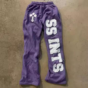 Heavyweight Drawstring Custom <b>100</b>% Cotton French Terry Screen Printing Waist Acid Wash Sun Faded Track Pants Stacked Sweat Pants - Product Image 3