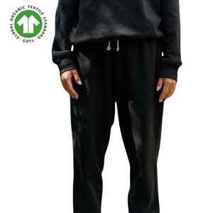 Women Organic Cotton Heavyweight Fleece Sweatpants - <b>Black</b>, 9 oz <b>Fabric</b>, Plush and Warm, Relaxed Fit with Stretch Waistband - Product Image 4