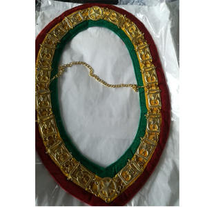 Collier maçonnique des Shriners avec chaîne ornée de strass tricolores, collier de grade et bijou, chaîne de loge maçonnique bleu marine - Product Image 2