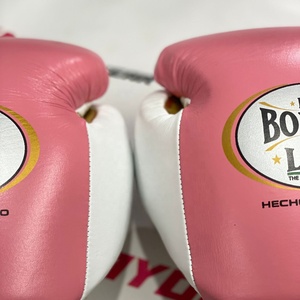 Professional Real Leather No Boxing No Life Golden/Pink/White Lace Up Boxing Gloves <b>Foam</b> <b>Padding</b> Premium Fighting Gloves - Product Image 2