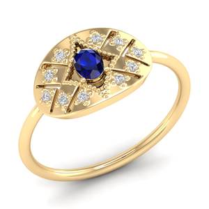 Anillos de Oro Sólido de 14K y 18K Personalizados REYES con Moissanita Certificada GRA y Zafiro Azul para Mujer, Joyería Fina - Product Image 2