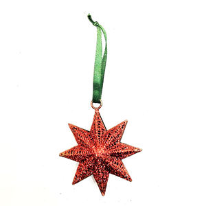 Adorno de estrella de Metal colgante de Navidad rojo brillante, decoración verde brillante para árbol, hogar, fiesta, decoración, pieza de regalo - Product Image 1