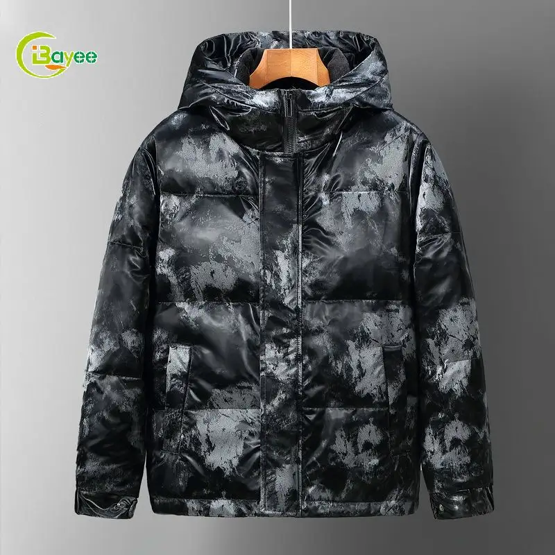 New Style Mens Waterproof Camo Puffer Jacket Fashion New Design Winter Down Black Puffer Jacket For Men 2022