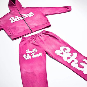 Dernier design, survêtements confortables personnalisés imprimés, logo imprimé à l'écran, survêtements unis, délavage à l'acide - Product Image 4