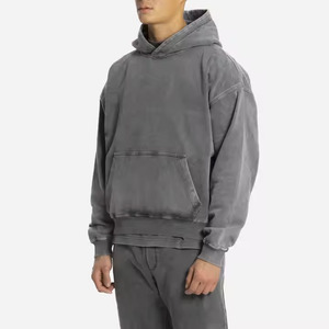 เสื้อมีฮู้ดผ้าฝ้ายหนาแบบสวมหัวไม่มีสายสำหรับผู้ชายเสื้อมีฮู้ดฟอกสีแบบวินเทจ - Product Image 2