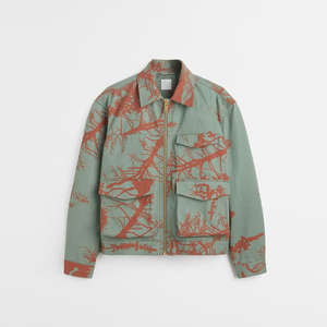 Veste en jean verte surdimensionnée vintage pour homme, personnalisée en gros, streetwear décontracté, imprimé numérique de branche d'arbre, sergé de coton, fermeture éclair - Product Image 6