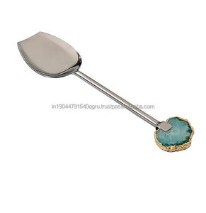 Tendance Artisan personnalisé fait à la main argent et couleur turquoise SS et agate ensemble de service de 5 pièces - Product Image 3