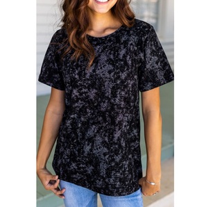 Camisetas lavadas con ácido para mujer, venta al por mayor, camiseta de manga corta ajustada y ajustada de buena calidad, impresión personalizada - Product Image 1