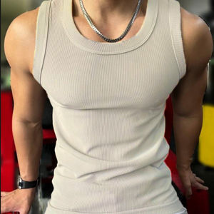 Nuevo Chaleco Deportivo para Hombre, Venta al por Mayor, Mezcla de Algodón, Tejido de Punto, Sin Mangas, Color Sólido, Transpirable, Ligero, Informal, para Entrenamiento - Product Image 5