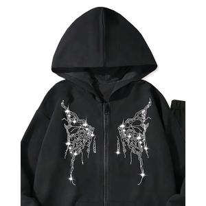 Chándal Deportivo Personalizado de Diseño Sólido y Estilo Casual, con Forro Polar para Invierno, Cordón Ajustable, Pedrería - Product Image 5