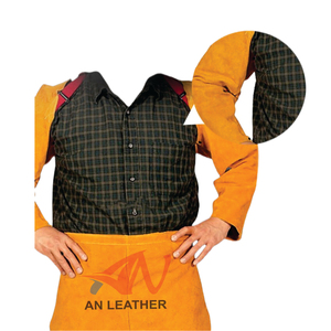 Manchons de soudage anti-feu longs avec protection des bras en cuir fendu, certifiés EN388, pour le travail, la cuisine et la soudure - Product Image 2