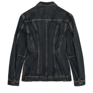 Chaqueta vaquera ajustada informal para mujer, botón de Metal de Color sólido, bolsillos en el pecho personalizados, solapas abotonadas, punto bordado para invierno - Product Image 2