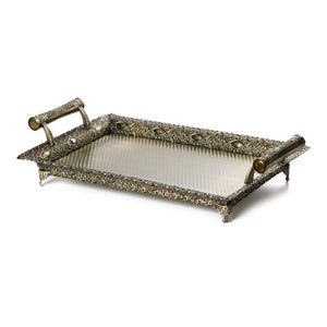 Plateau de présentation de service d'aliments en métal décoratif de table de salle à manger moderne de forme irrégulière pour usage commercial avec logo personnalisé - Product Image 6