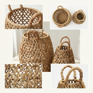 Juego de Cestas de Almacenamiento de Corteza de Plátano Tejidas a Mano Naturales, con Malla Abierta, para Urnas, Tarros, Macetas y Jardineras, con Asa Arqueada, Decoración Artística Pura para Diseño de Interiores - Product Image 2