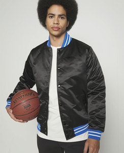 Veste de baseball en satin coupe-vent personnalisée en gros avec logo OEM, design personnalisé, pour hommes, automne, imperméable, respirante, écologique, style streetwear - Product Image 2