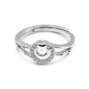 NOVAMART Fine Zarkan Romantic Heart Double Loop <b>Ring</b> Pure <b>Silver</b> with <b>Emerald</b> Cut Gemstone Rhodium Plated Platinum Material Gift - Product Image 1