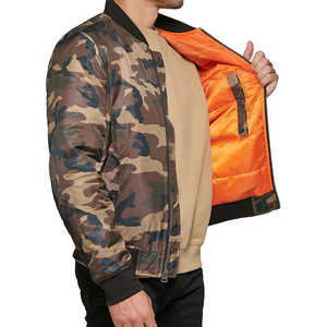 Automne vol Bomber veste couleur unie col montant veste à glissière à la mode hommes coupe-vent Baseball Bomber veste - Product Image 4
