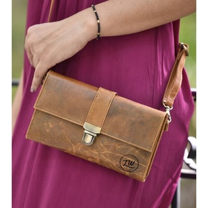 LW Newest Western Leather <b>Wallet</b> Cowhide Leather <b>Wallet</b> With Crossbody Strap Women's Everyday Shoulder Leather Purse Clutch - Product Image 2