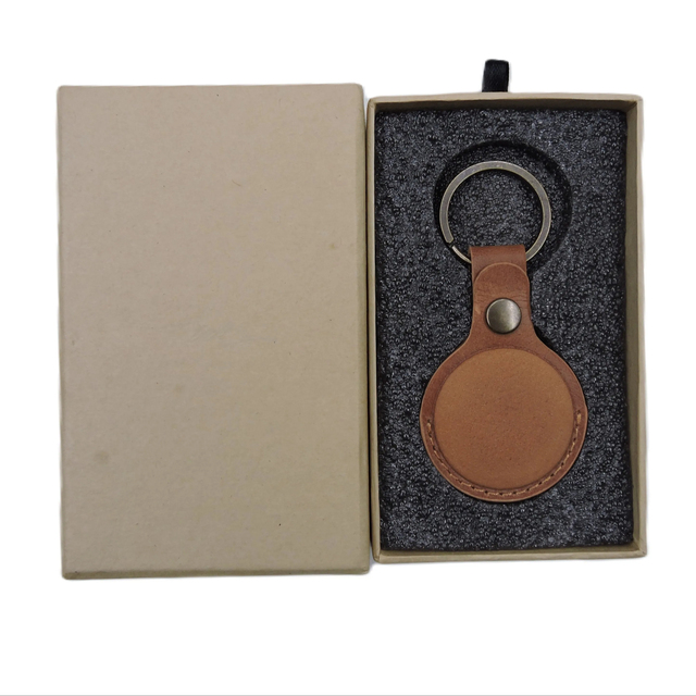 Leather Air Tag Case Keychain Portable Handmade Genuine Leather Tag Holder with Protective Case Cover Compatible for Air Tags
