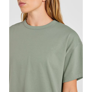 T-shirt pour femme de haute qualité, délavé à l'acide, vintage, à épaules tombantes, streetwear, prix de gros, logo personnalisé - Product Image 2